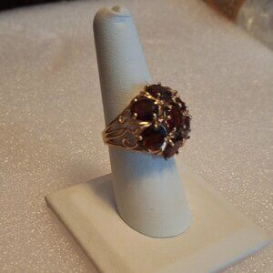 Vintage 10K Yellow Gold Garnet Statement Ring Size 7.5 6.95 gr  💍